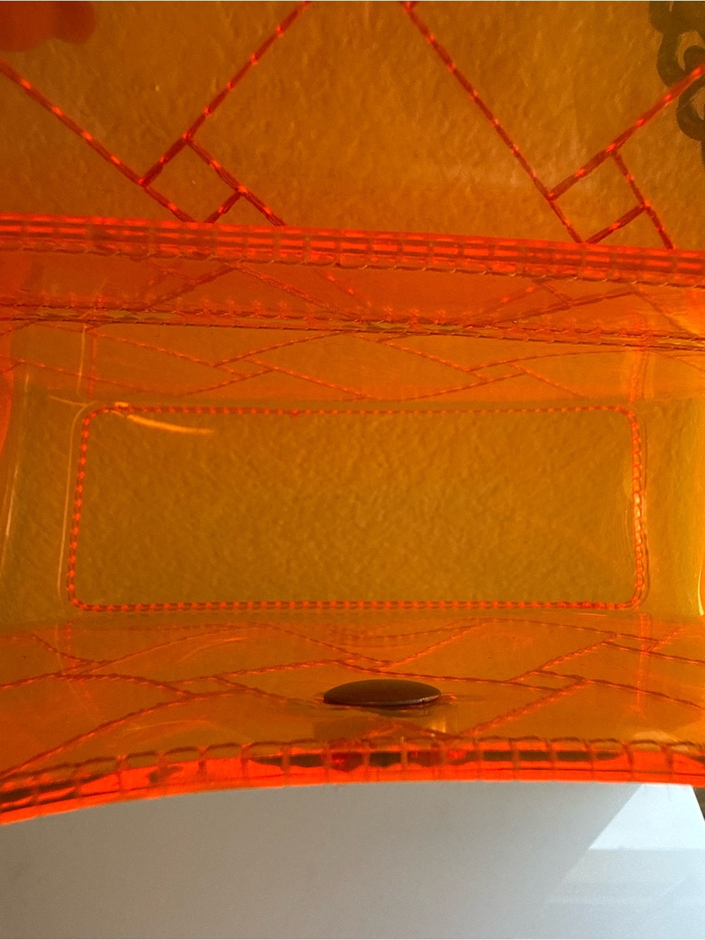 Kurt Geiger London Orange Mini Kensington Vinyl Clear Crossbody Bag - Picture 13 of 17